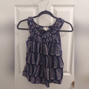 Girls Navy Paisley Patterned Tank Top by Fleur Sz. 10 Like New